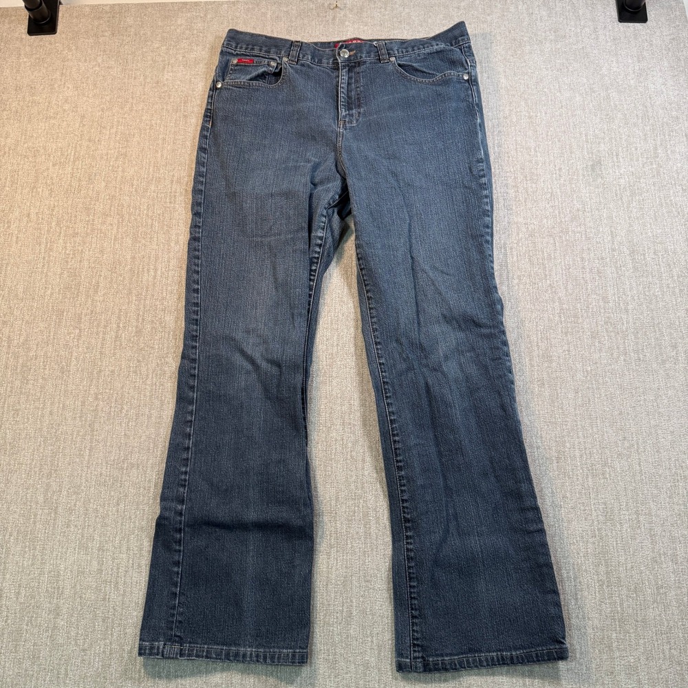 Chaps Denim Delaney Straight Leg Jeans Womens 12 Dark Wash Blue Cotton Stretch